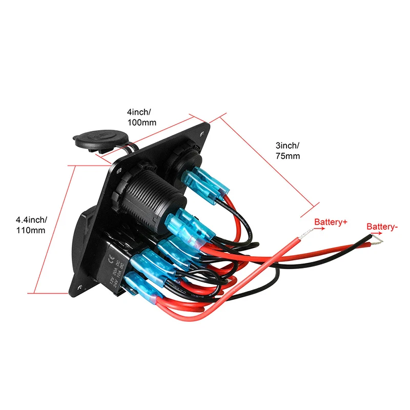 

1pc 12V/24V Car Boat 3 Gang Dual USB Voltmeter Switch Panel Breaker LED Charger