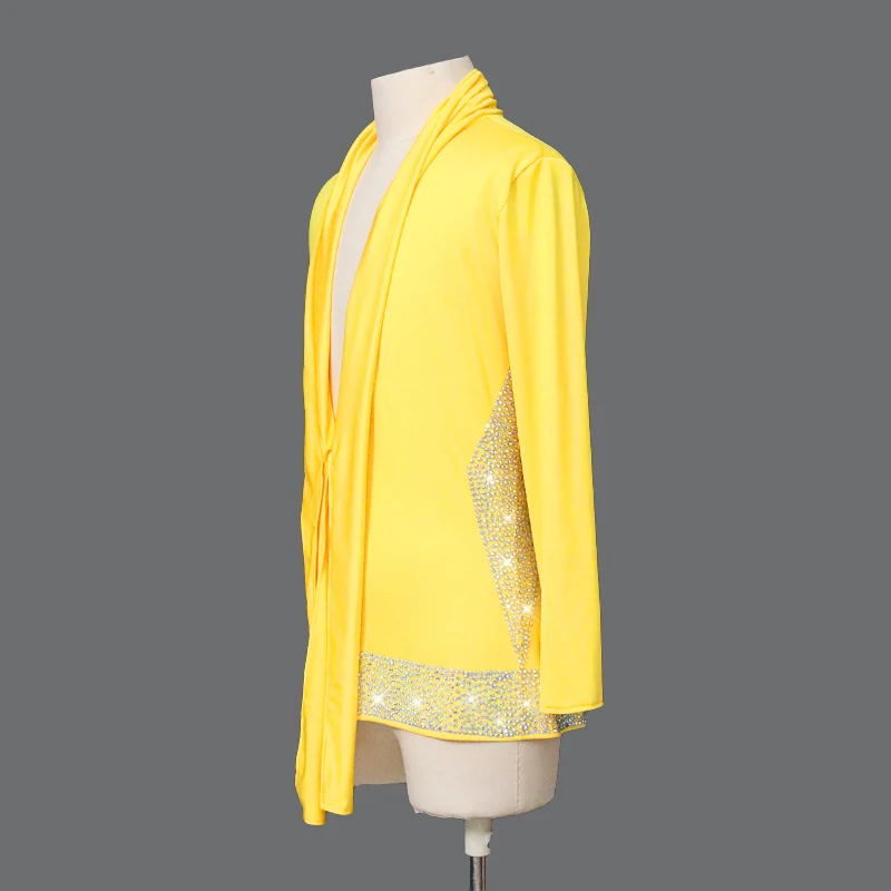 Мужские рубашки для латинских танцев с v-образным вырезом блестящий топ