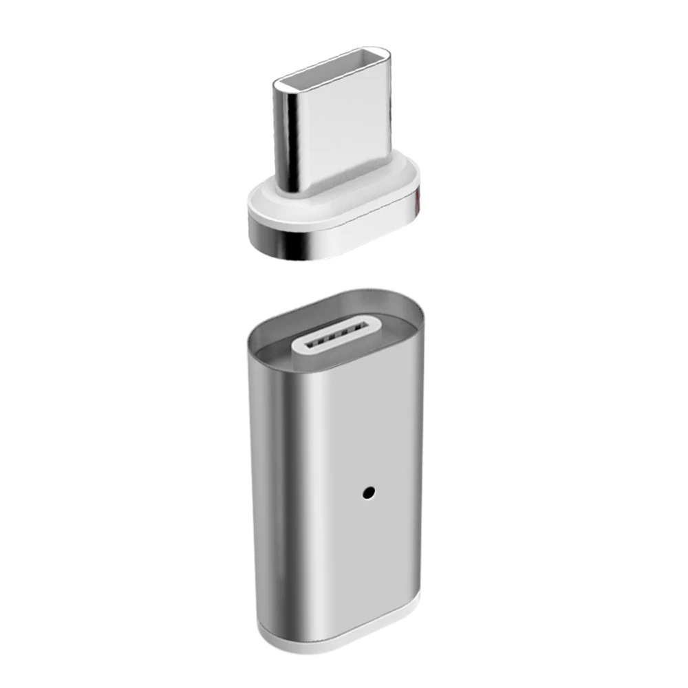 Серебристый 3A QC 3,0 Магнитный адаптер типа C к преобразователю type-C для Xiaomi huawei samsung телефон зарядное устройство кабель передачи данных разъем - Цвет: Серебристый