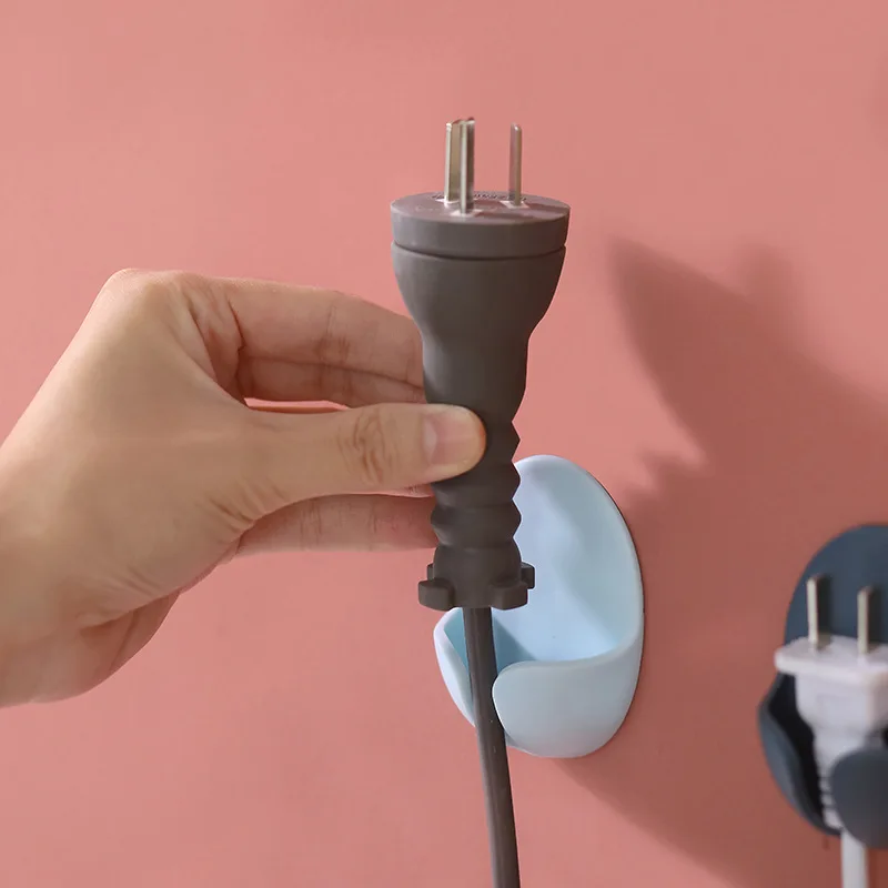 

2Pcs/Set Wall Storage Hook Punch-free Power Plug Socket Holder Kitchen Colorful Hook Wall Adhesive Hanger Office Wholesale Price