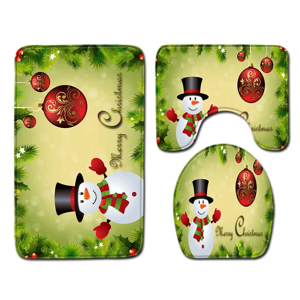 Zeegle Счастливого Рождества коврик набор для Ванная комната украшения 3 шт.