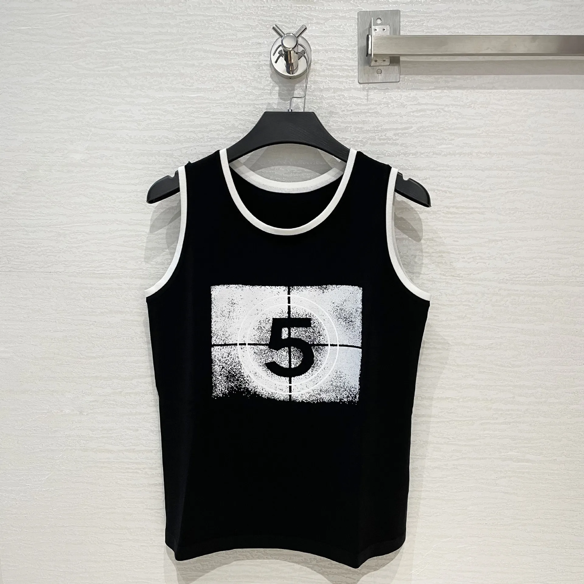 

Summer Brand Tank Top 1:1 with Original Lable Number 5 Colorful Inkjet Knit Sleeveless Casual Outer Wear Women's Vest Cotton Top
