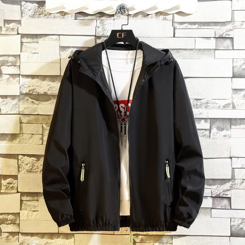 

Spring And Autumn Thin Solid Color Youth Student Hooded Zipper Sportswear Casual Jacket