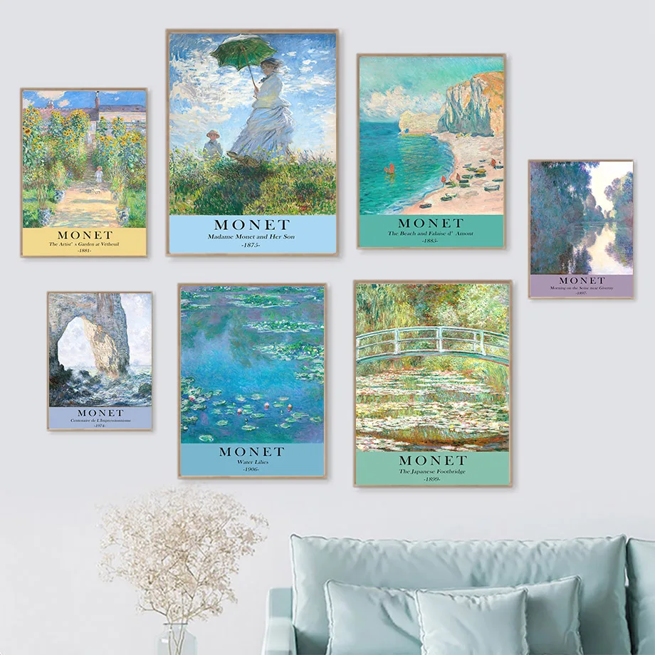 

Monet Beach Water Lilies Japanese Bridge Vintage Wall Art Canvas Painting Posters And Prints Wall Pictures For Living Room Decor