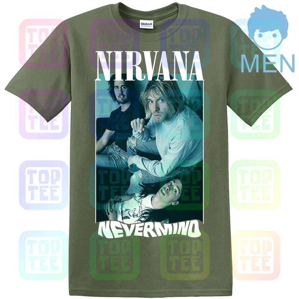 MEN-ARMY GREEN Винтаж Редкие 90 s NIRVANA NEVERMIND TOUR футболка Размеры S-2XL Репринт - Цвет: MEN-ARMY GREEN