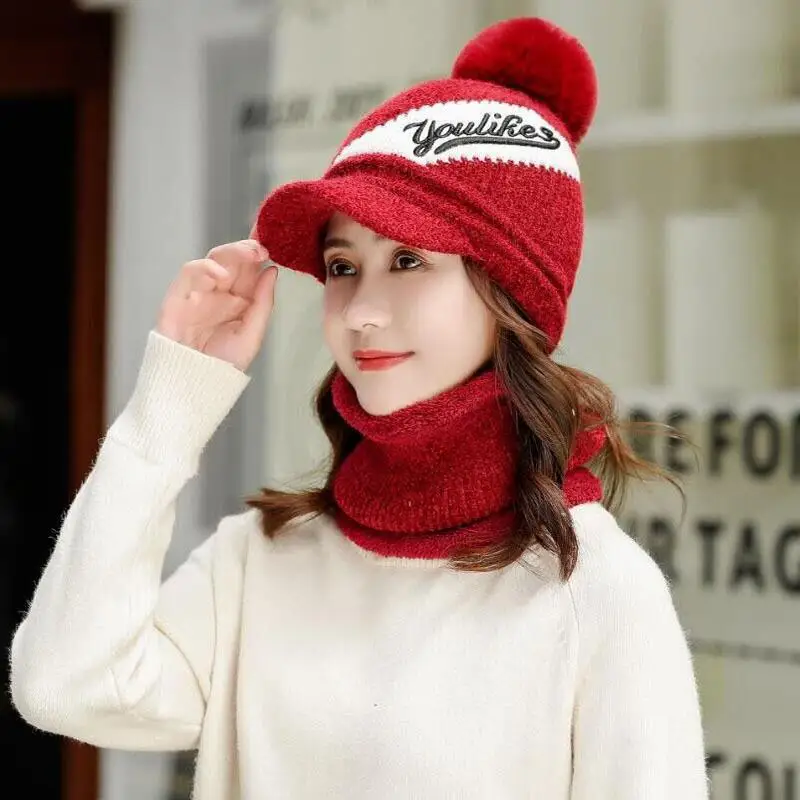 Шапки Skullies, зимняя шапка, комплект, шарф для девочек, шапки Gorras, вязаная шапка, женская теплая шапка, шапки для женщин, шапочки, шапки