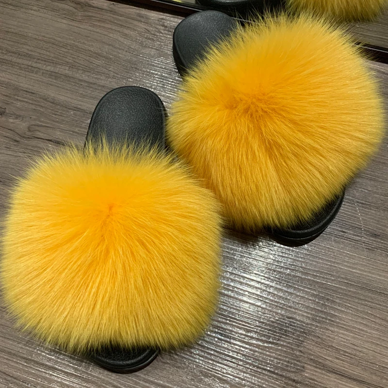 Ползунки из меха енота тапочки натурального для женщин и детей|Тапочки| |