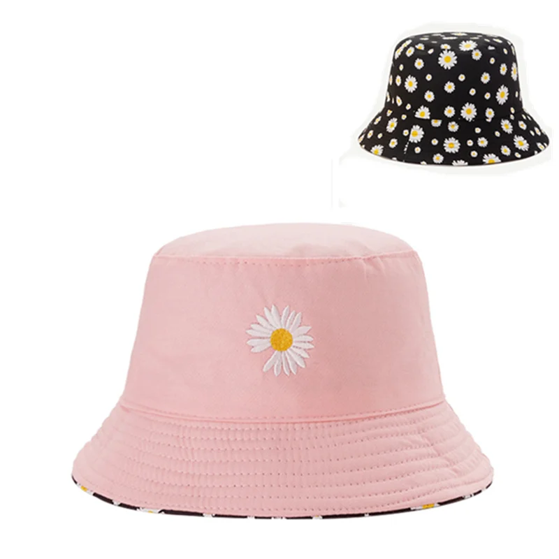 Панама хлопковая для мужчин и женщин двухсторонняя пляжная с цветочным принтом