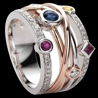 exquisite 925 sterling silver lady cross two color 18k rose gold gem fashion sapphire amethyst diamond ring size 5 11