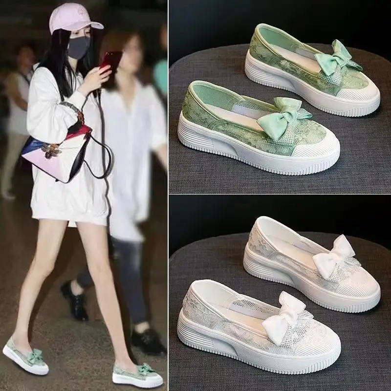 

Женские туфли в рыбацком стиле, летние белые туфли с бантом, 2021