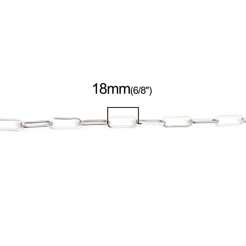 

Findings Iron Alloy Silver Color Oval 14mm - 7mm For DIY Necklace Braceket Jewelry Making 2 M New Paperclip Link Cable Chains