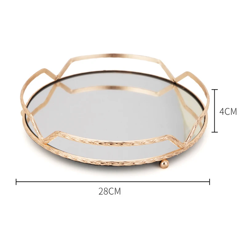

Tray Earrings Necklace Jewelry Tray Mirror Tray Handicraft Ornaments Round Tray Snack Storage