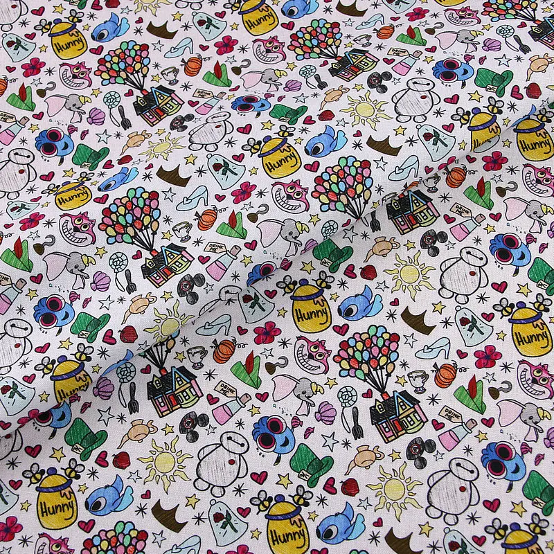 cartoon disney up balloon fly house kids 100 cotton fabric for girl clothes hometextile cushion cover needlework diy free global shipping