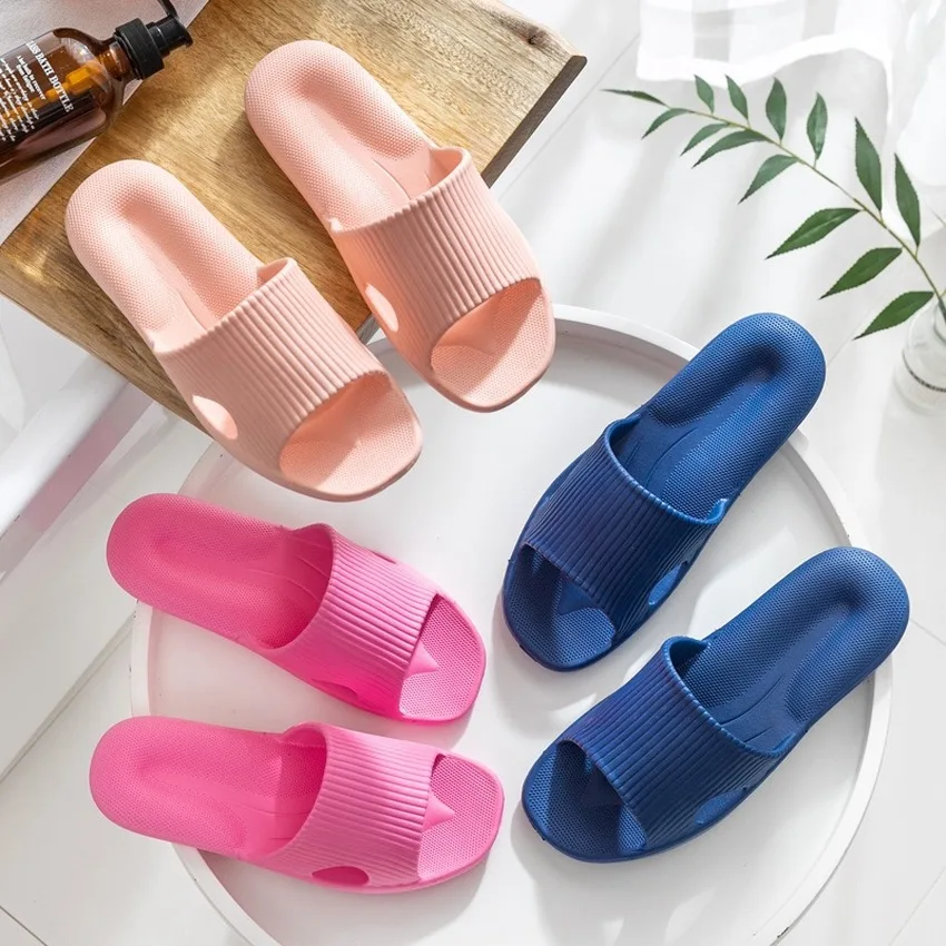 Summer Slippers Women Men Couples Flat Slides Flip Flops Sandals Bath Home Slippers Female Slipper Comfortable Pantuflas 2020