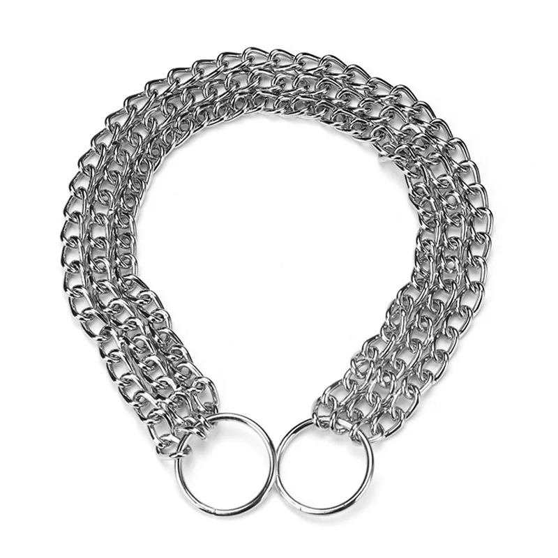 Металлическая железная трехрядная цепочка для собак серебристая P тип ошейник питомцев большие воротники