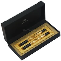 jinhao business golden color fountain pen roller ball pen oriental dragon series heavy pen iridium fine nib wgift box set