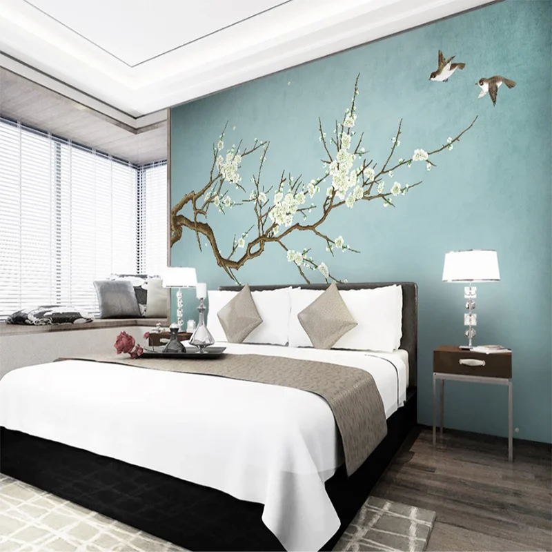 Настенные обои на заказ новые китайские перьевые ручки цветок птица фон для