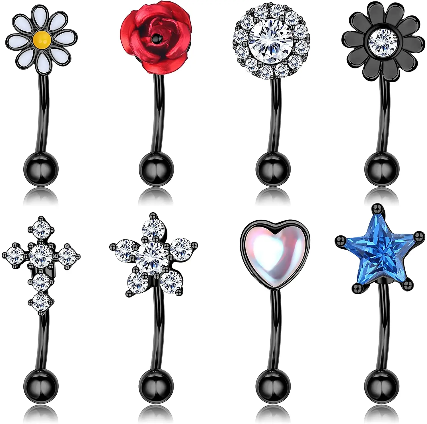 

1Pcs Rook Piercing Jewelry Daith Earrings Eyebrow Rings 16G Surgical Steel CZ Barbell Belly Ring Tragus Helix Piercings Jewelry
