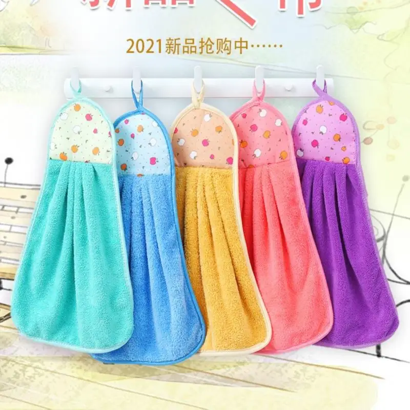 

Coral Velvet Bathroom Supplies Soft Hand Towel Absorbent Cloth Dishcloths cleaning supplies Hanging Cloth Kitchen Accessories