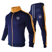 sports brand new suit mens stitching fashion casual track suit polyester fabric zipper cardigan sportswear sports pants