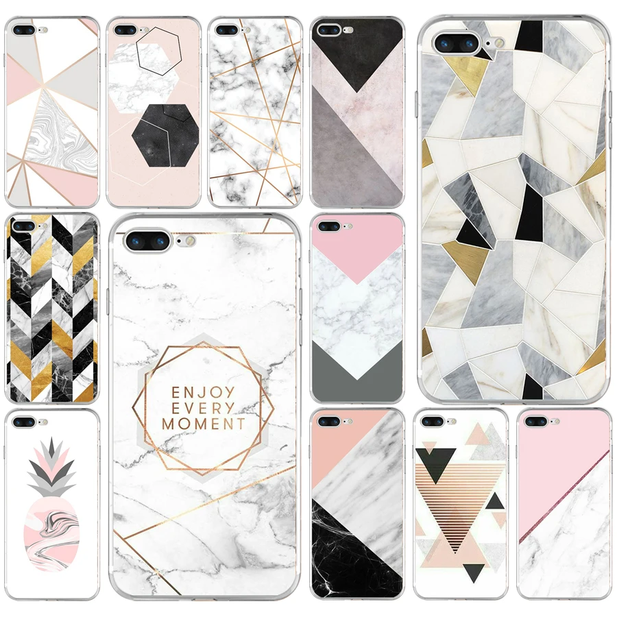 Геометрический мраморный Мягкий ТПУ силиконовый чехол для Apple iPhone5 5S se 6 6s 7 8 plus x xr