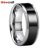 tungsten black wedding bands ring for men women 8mm polished shiny comfort fit flat band