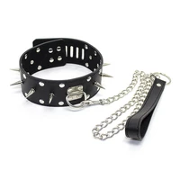 new bdsm punk rivets lock leather collar necklace metal traction bondage sex erotic toys sex toys for couples sex shop