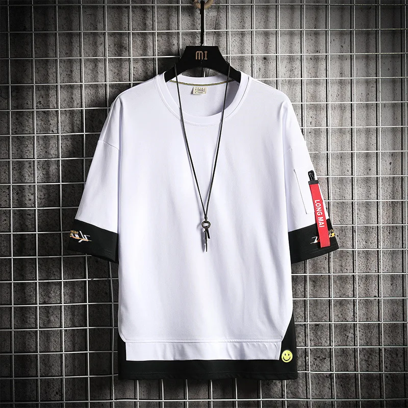 

T-shirt men's fake two street trend short sleeve round neck t-shirt men's Pullover