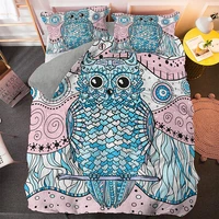 fashion 3d animal owl bedding set home decor soft fabric microfiber queen king size bed sets 23pcs with pillowcase