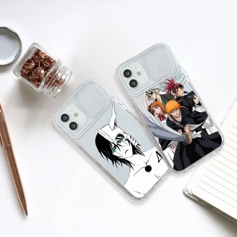 

Japanese anime Bleach Phone Case transparent For iPhone 7 8 11 12 X XS XR MINI Pro Max Plus Slide Camera Lens Protect