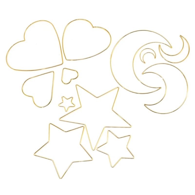 

4 Pcs/Set Stars Moon Love Heart Metal Craft Hoops Macrame Dream Catcher Rings D7WE