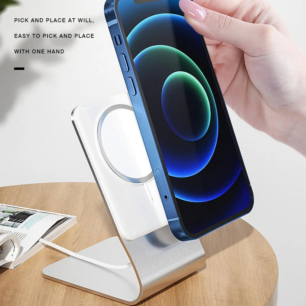 

Phone Charger Holder Plastic Aluminum Alloy Wireless Charger Stand Replacement for iPhone 12