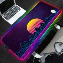 Retrowave Gaming Mouse Pad Mousepad Large XL Keyboard Mouse Mat for Laptop LED Lighting Play Mat Anti slip Carpet Desk pad anime