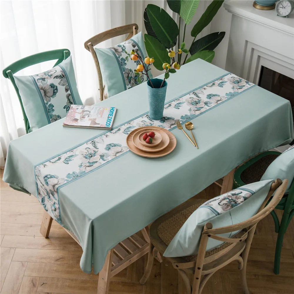 

Home Coffee Bar Decorative Table Cloth Waterproof Cotton Linen Light Color Tablecloth Rectangular Kitchen Dining Table Cover