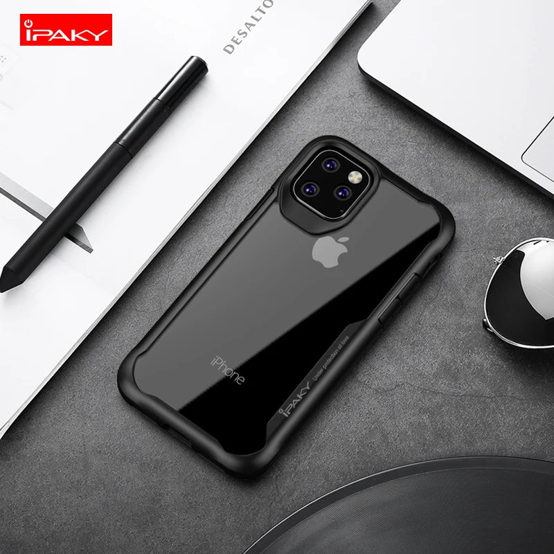 Для iPhone 11 Чехол IPAKY для iPhone 11 Pro чехол силиконовый акриловый Гибридный противоударный Прозрачный чехол для iPhone 11 Pro Max чехол