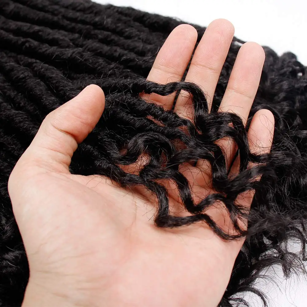 16 дюймов богиня искусственные локоны в стиле Crochet волосы прямые Locs с вьющимися