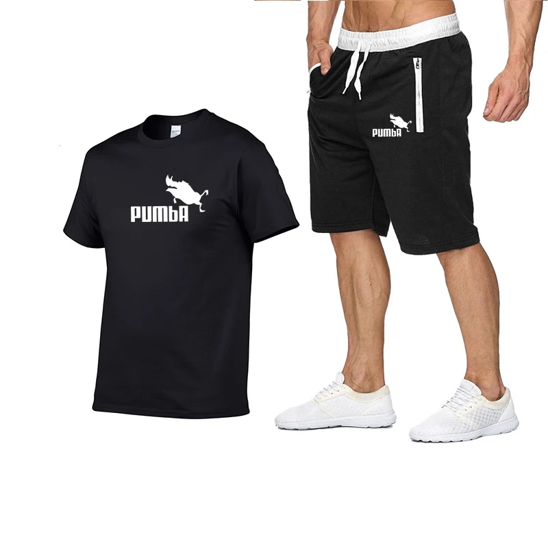 

summer men tshirt+short Suit cotton Short sleeve t-shirt men's beach shorts t-shirt men's sportswear Elastic Waist Shorts