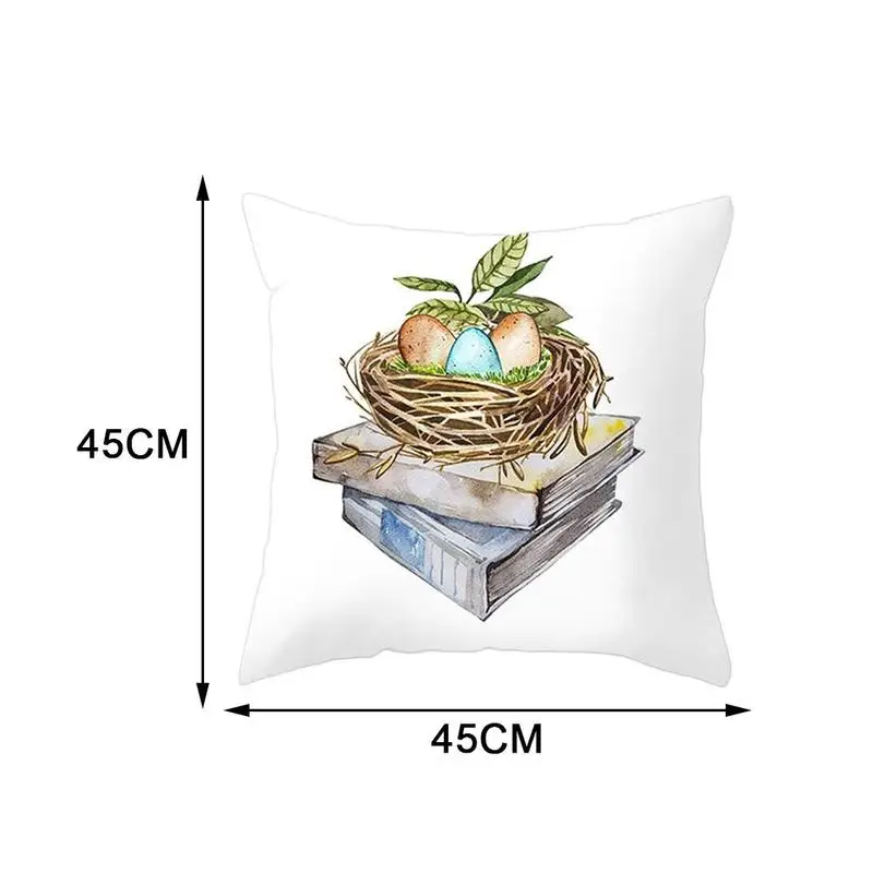 

Easter Pillowcase Watercolor Peach Skin Material Home Car Cushion Square Decoration Cover Sofa H5P7