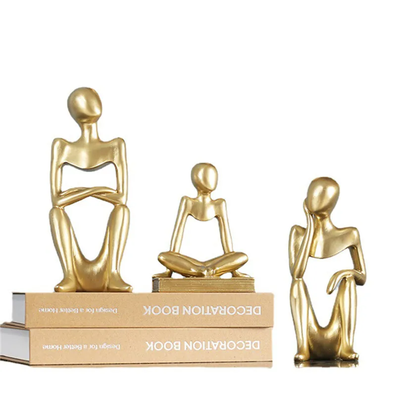 

Nordic Creative Characters Resin Ornaments Desktop Decor Solid Color Thinker Shaped Artware Decorative Statue for Home Office