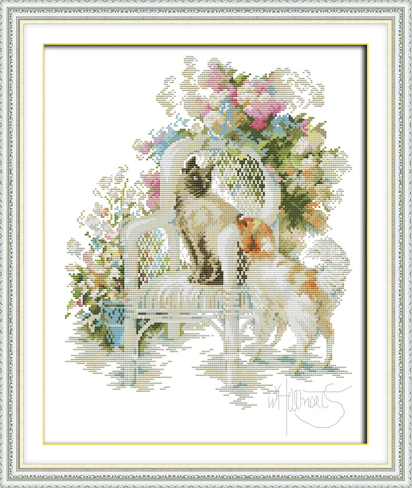 

The cat and the dog cross stitch kit aida 14ct 11ct print canvas hand sew cross-stitching embroidery DIY handmade needlework