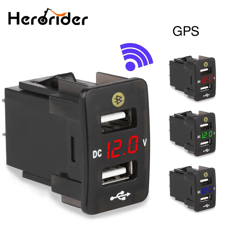 

4.2A Dual USB Car Charger For Honda With Parking Location Mobile Phone Volt Meter Car Charger Socket GPS Tracker Locator