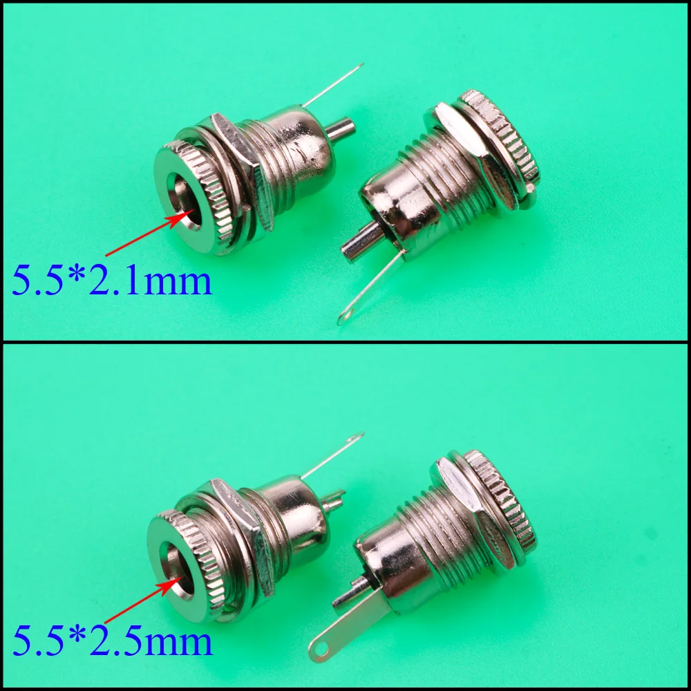 

YuXi 5,5 мм x 2,1 мм разъем питания постоянного тока Гнездовой панельный разъем с металлическим отверстием 5,5*2,1 5,5*2,5 мм