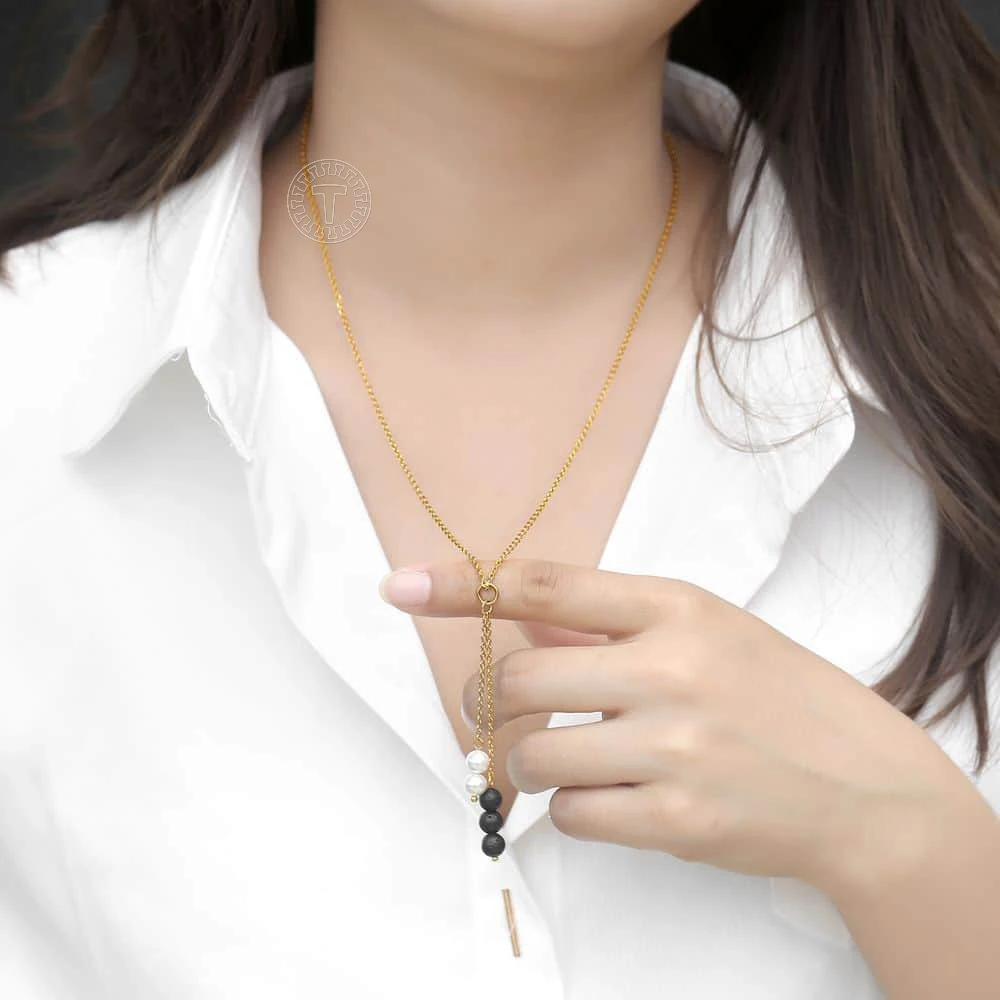 Ожерелье женское с подвеской из жемчуга нержавеющей стали | Украшения и