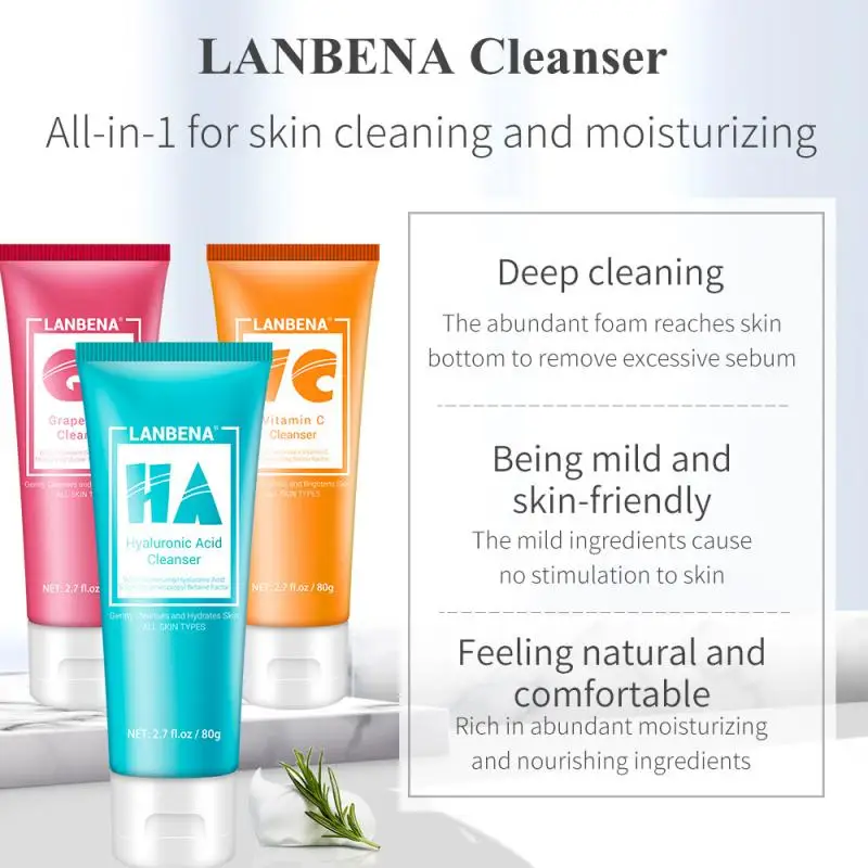 Очищающее средство для лица LANBENA очищающее пену глубокое очищение сужение пор