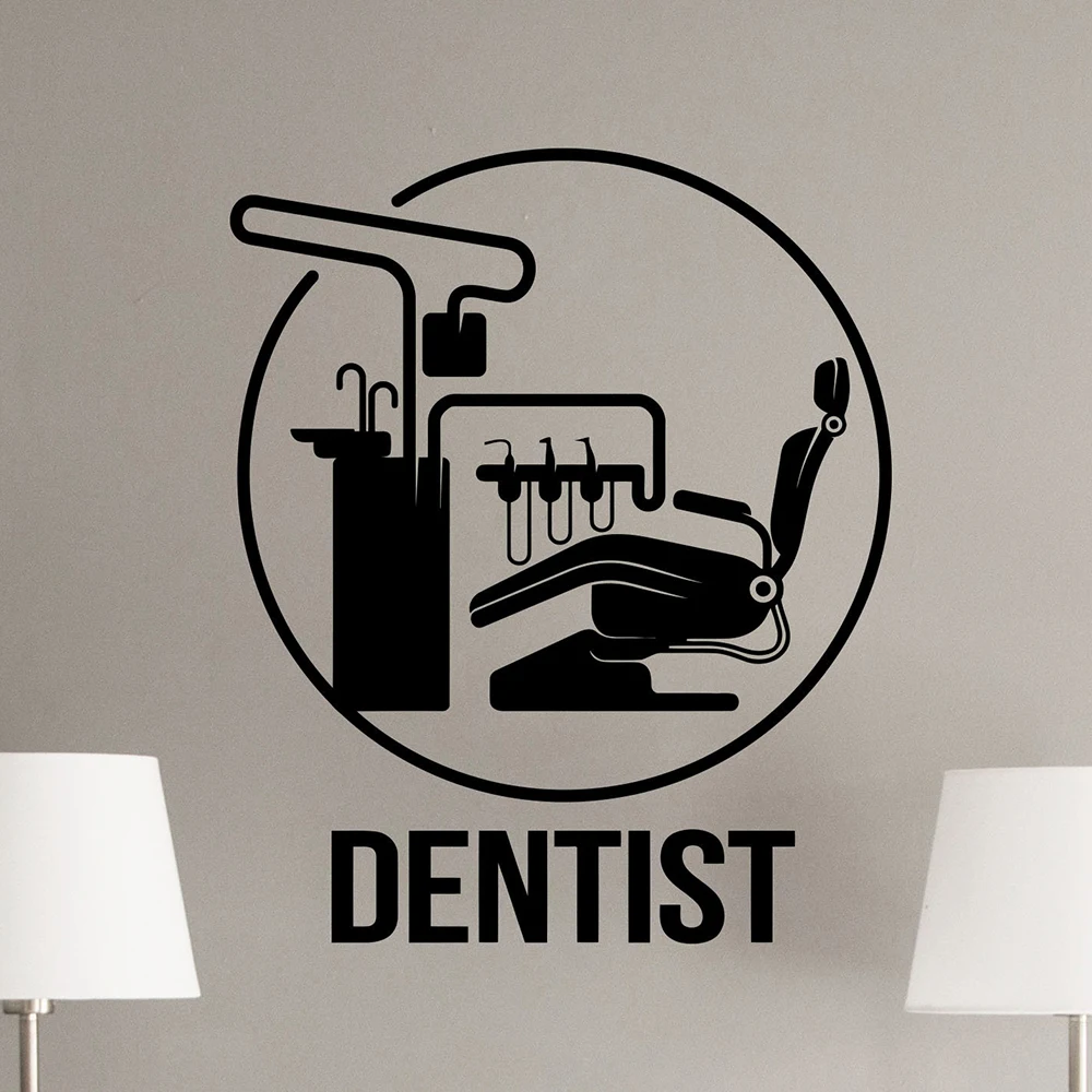 

Dentist Sign Wall Decal Dental Clinic Chair Poster Tooth Stomatology Wall Decals Teeth Clinic Window Decor Vinyl Sticker X456