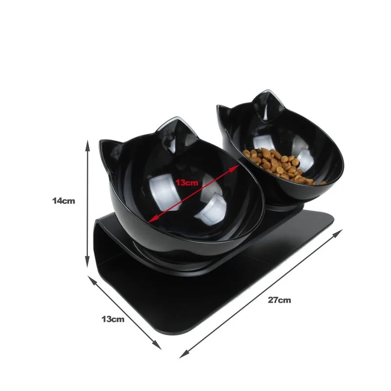 

Cat bowl pet supplies Non-slip cat bowl Double bowl for elevated pets Cat food and water bowl Cat and dog feeder CY50503