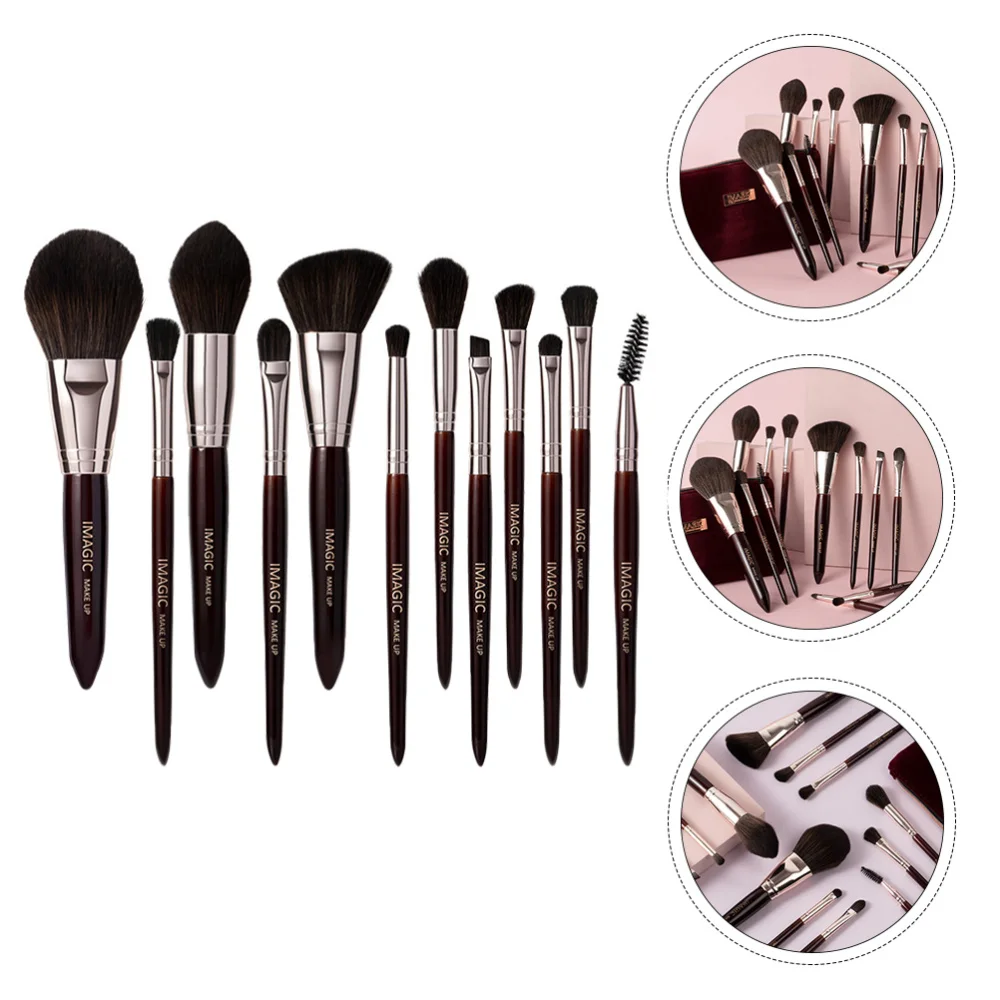 

12pcs Professional Wood Handle Makeup Brushes with Storage Bag for