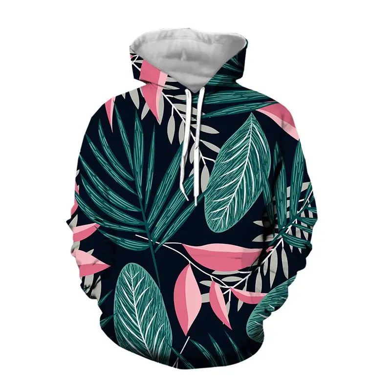 

flower leaves hoodie 3d print streetwear men women oversize pullovers fashion harajuku hooded sweatshirts clothing punk clothes