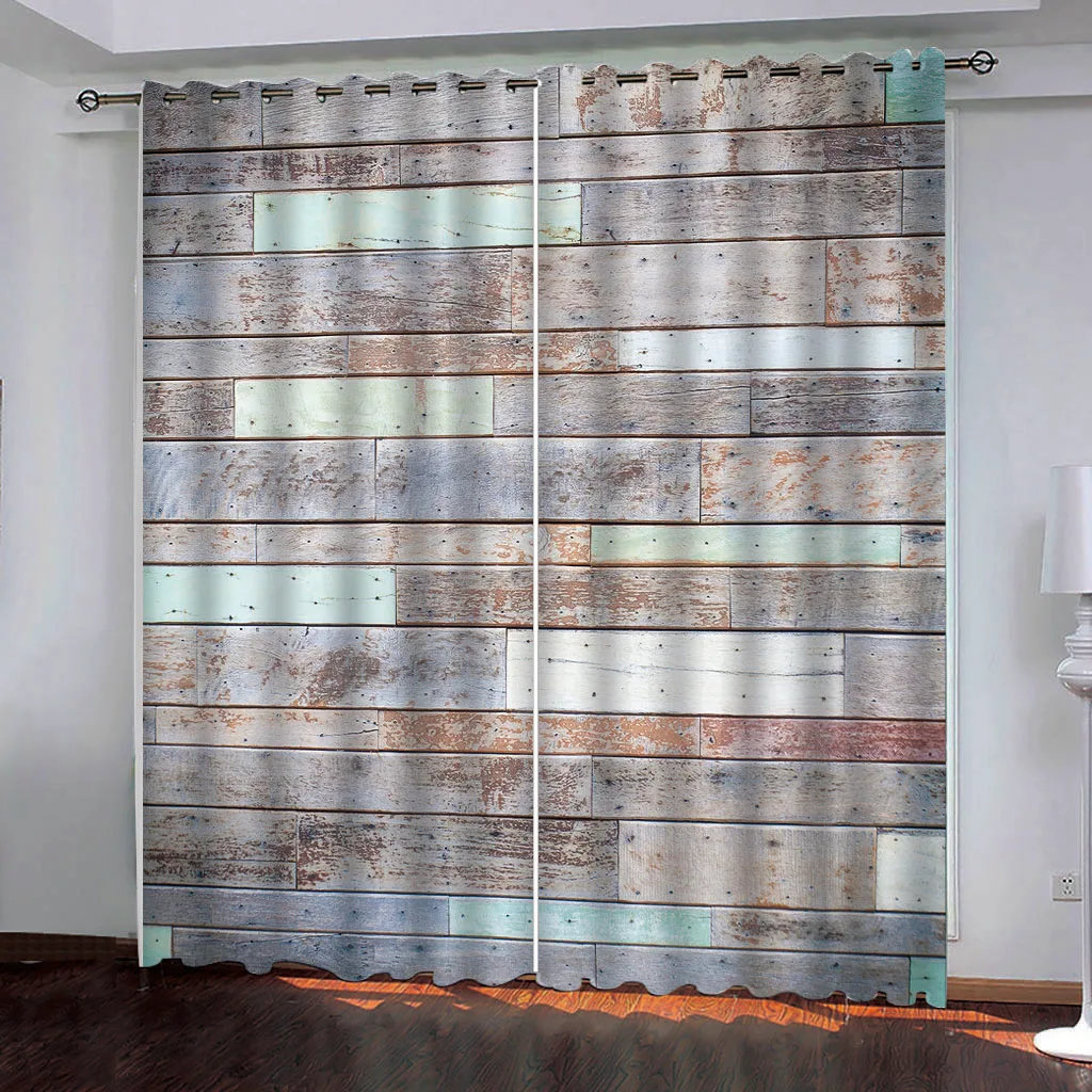 

custom curtains Nature personality photo print 3d curtain Primary color wood curtain Decoration curtains