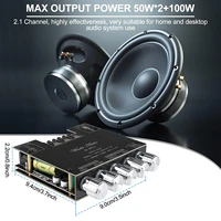 zk mt21 tpa3116 2 1 channel bluetooth 5 0 subwoofer amplifier board 50wx2100w power audio stereo amplifier board bass amp aux